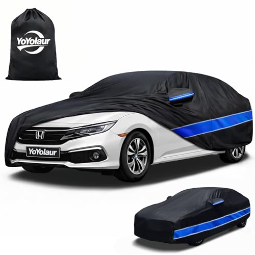 Car Cover Compatible with Honda Civic,10-Layer Car Cover Waterproof All Weather,Full Exterior Cover with Cotton Lining,Sun Rain UV Dust Snow Protection with Door Zipper,Fit for 1991-2025 - size: Custom Fit for Honda Civic
