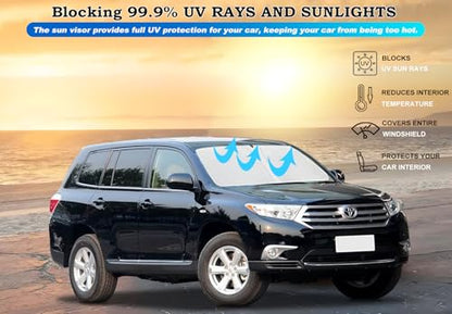 Windshield Sun Shade for Toyota Highlander 2008 2009 2010 2011 2012 2013 Front Window Shade Sun Visor Protector for Toyota Highlander Accessories Foldable Sunshade Blocks UV Rays Keeps Your Car Cooler - size: for Highlander 2008-2013