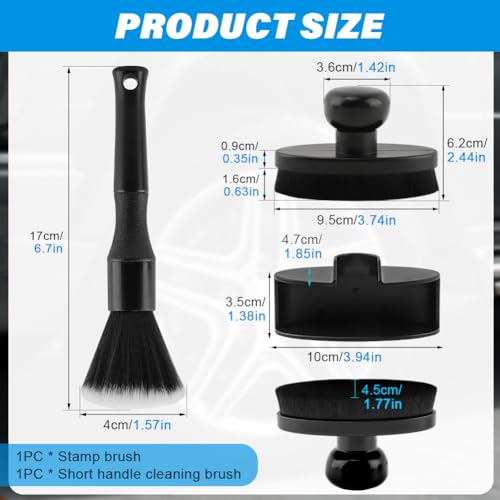 Car Tire Shine Applicator with 1 Car Interior Detailing Brush, Automotive Tire Dressing Applicator Brush with Storage Stand for Tires Detailing & Cars Wash Kit