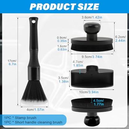 Car Tire Shine Applicator with 1 Car Interior Detailing Brush, Automotive Tire Dressing Applicator Brush with Storage Stand for Tires Detailing & Cars Wash Kit