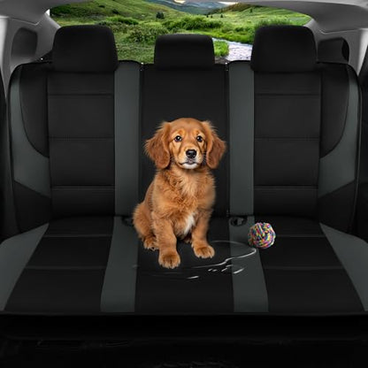GIANT PANDA Neoprene Full Set Car Seat Covers, Leak-Proof & Waterproof Front&Rear/Back Car Seat Protector Fit 95% Cars Sedans SUV（Grey/Gary+Black） - color: Grey&Black, size: Full Set