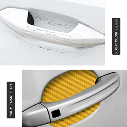 Blilo 8PCS Car Door Handle Sticker, Carbon Fiber, Gold/8PCS, Universal Fit, Door, Metal Finish - color: Gold/8PCS