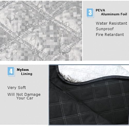 Beicarin Car Windshield Cover, Heavy Duty Thick Protective Windscreen Cover - Snow Ice Frost Sun UV Dust Water Resistent - Pefect Fit for Cars SUVs All Years Summer/Winter