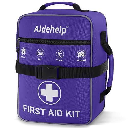 520 Pieces Premium First Aid Kit - Large Emergency Medical Kit for Survival, Car, Home, Travel, Camping, Backpack, Hiking, School (Purple) - color: Purple