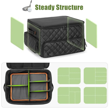 PGmoon 2 Layer Golf Trunk Organizer, Golf Car Storage Organizer with Individual Ventilated Compartment for 2 Pairs Shoes, Golf Car Locker for Balls, Clothes, Tees, Gloves, Accessories