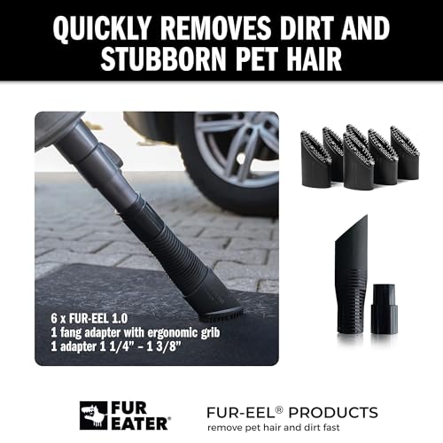 Pet Hair Removal Vacuum Attachment V1.0 for Car Detailing with 6 Replaceable Rubber Brush Heads, No Clog Airflow, Fits 1 1/4 and 1 3/8 in Hoses, 32mm 35mm - color: Refill x2, Fang, Adapter