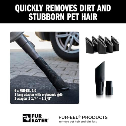 Pet Hair Removal Vacuum Attachment V1.0 for Car Detailing with 6 Replaceable Rubber Brush Heads, No Clog Airflow, Fits 1 1/4 and 1 3/8 in Hoses, 32mm 35mm - color: Refill x2, Fang, Adapter
