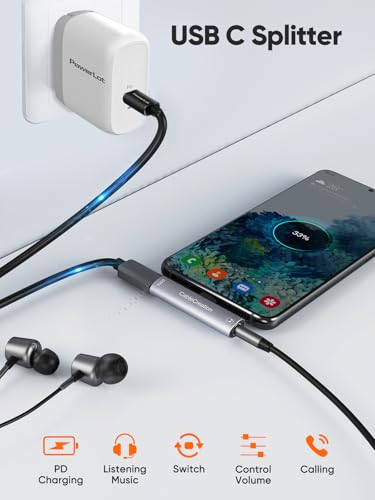 CableCreation USB C to 3.5mm Headphone and Charger Adapter, 2 in 1 Type-C to 3.5mm Audio Hi-Res with PD Fast Charge, USB C to Aux with Charging Dongle for iPhone 16 15 Pro Max, Galaxy 24+, Pixel, iPad - style: USB C+3.5mm Audio+60W USB C Charging