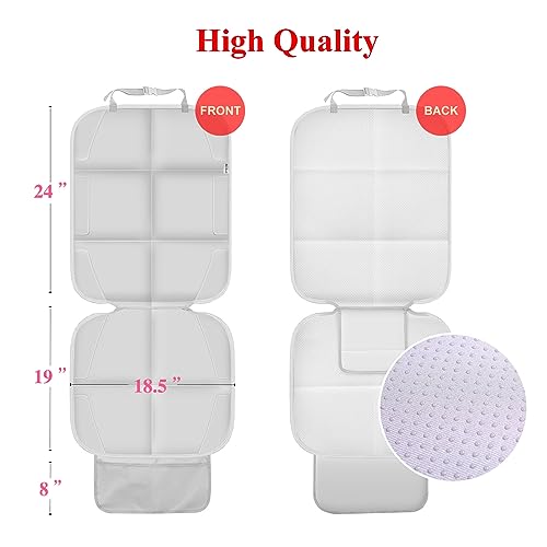 Meolsaek Car Seat Protector for Child Car Seat, Durable 600D Fabric Waterproof Car Seat Cover with Thick Pad Non-Slip Backing，No Imprints (Light Gray-2 pcs) - color: Light gray-2 pcs