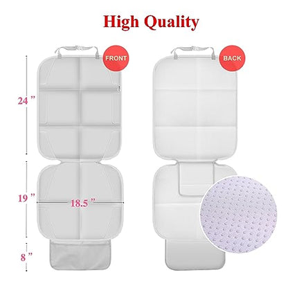 Meolsaek Car Seat Protector for Child Car Seat, Durable 600D Fabric Waterproof Car Seat Cover with Thick Pad Non-Slip Backing，No Imprints (Light Gray-2 pcs) - color: Light gray-2 pcs