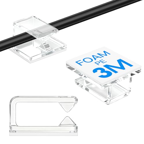 120 PCS Cable Clips, Small, Clear,Christmas Light Clips, Cable Management Wire Organizer Cord Holder for Under Desk, Car, Wall, TV PC Ethernet Cable - color: Clear, size: 3/8"-120PCS