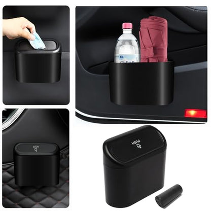 Car Trash Can Bin,Car Garbage Can,1 Black with A Roll of Garbage Bag,Push-Button Switch