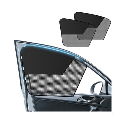 2PCS Car Curtains for Side Window, Magnetic Universal Car Window Sun Shade, Car Window Covers with Cooler Feeling, Front Seat, Sheer sunshades