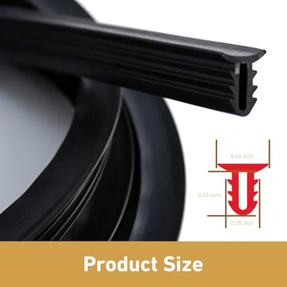 Car Dashboard Seal Strip, 6.56Ft Windshield Trim Seal Strip, Rubber Center Console Soundproof Dustproof Sealing Strip, Universal Slit Windshield Trim for Trucks, Boats, RVs (Black)