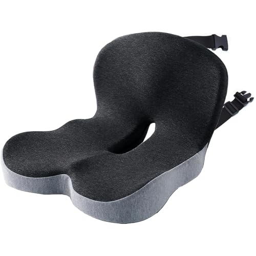 Premium Car Cushions for Driving – Versatile Seat Cushion for Truck Driver& Office Chair, Memory Foam Driver Seat Cushion with Back Support & Non-Slip Base，with Adjustable Strap