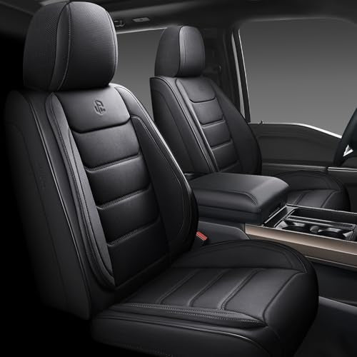 Full Coverage Faux Leather Car Seat Covers Full Set,Automotive Seat Covers for Cars,SUVs Pick-up Truck, Car Seat Cushion, Black Seat Covers for 5 Seats - color: Black., size: Full Set
