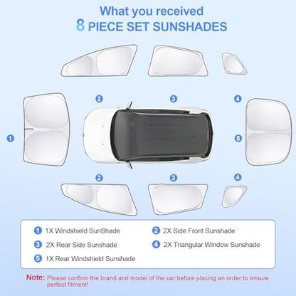 8pcs Car Window Shades for Tesla Model S 2012-2025 2026 (Not Model S Plaid/Long Range) Accessories,Windshield Side Rear Full Sunshade,Sun Visor UV Blocking, Privacy Protection for Camping Outdoor - size: for Model S2012-2026 (No S Plaid/Long Range)