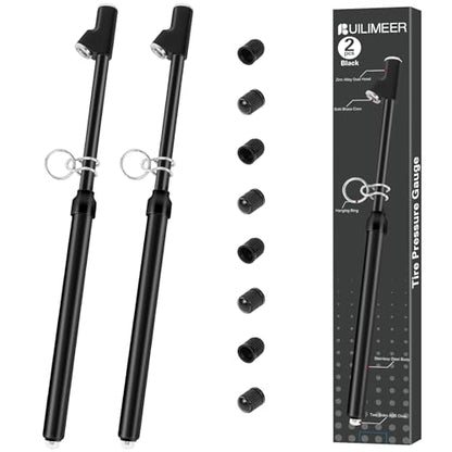 2-Pack Dual Head Tire Pressure Gauge – Heavy Duty 10-150 PSI Air Pressure Gauge with Stainless Steel Body, Metal Nozzle & Durable Plated Brass – for Cars, Trucks, Bikes, RVs (Black) - color: Black, size: 2P