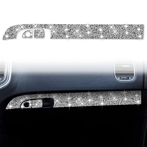 Toworldit Interior Accessories Bling Crystal Rhinestone Dashboard Decoration Cover Trim Sticker Compatible with Dodge Challenger 2015-2023 (3pcs/Set Storage Box Panel Handle Trim) - color: 3pcs/Set Storage Box Panel Handle Trim