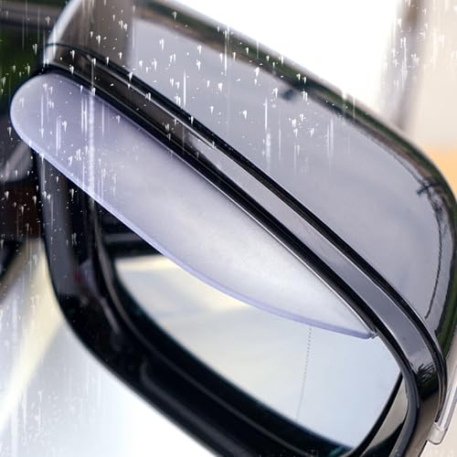 Pincuttee 2PC Side Mirror Visor Rain Guards,Car Rear View Mirror Rain Cover,Silicone Rain Shield,Mirror Cover Rubber Visor Guard(Transparent,2Pack) - color: Transparent