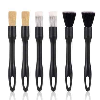 6pcs Car Detailing Brush Set, Soft Medium and Hard Bristle Automotive Cleaning Brushes Multi-Use Car Interior Detail Dust Brush Tools for Auto Truck SUV RV Motorcycle Leather Exterior