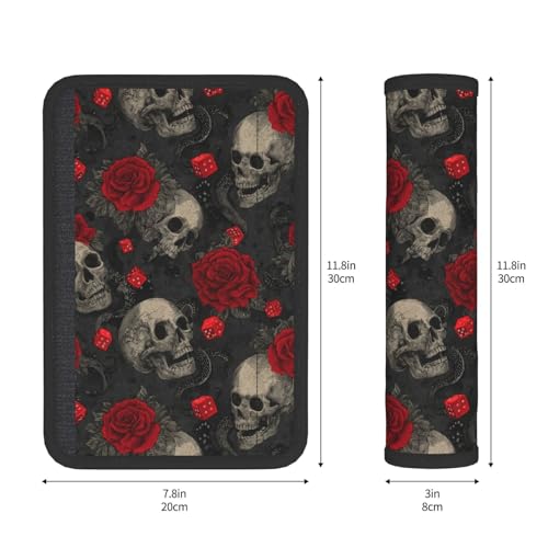 Halloween Skull Steering Wheel Cover Elastic Non-Slip Car Steering Wheel Covers with Seat Belt Shoulder Pad for Women Men - color: Halloween Skull