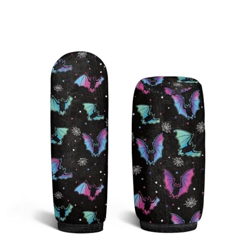 Jeiento Galaxy Rainbow Bat Handbrake Cover for Women Men Anti Slip Halloween Colorful Bat Auto Gear Shift Knob Covers Protective Accessories Universal Fit Most Cars - color: Galaxy Rainbow Bat