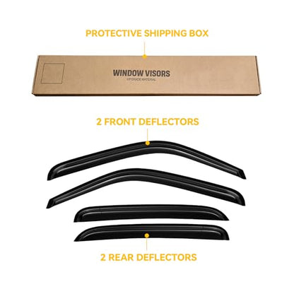 Window Visors for 2000-2006 Chevrolet(Chevy) Tahoe & GMC Yukon (Not fit Yukon XL), Rain Guards Shields Vent Deflector Shade Dark Smoke 2002-2006 Cadillac Escalade, Tape-On, 4PCS - style: For 2000-2006 | Chevy Tahoe/ GMC Yukon | Out-Channel