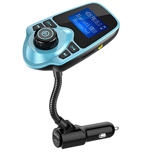 Nulaxy Bluetooth Car FM Transmitter Audio Adapter Receiver Wireless Hands-Free Car Kit W 1.44 Inch Display (F-Green) - color: Green