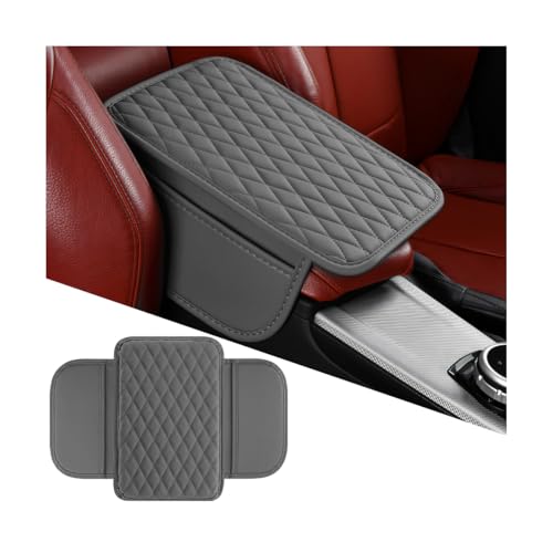 Mandark Car Center Console Cover, Microfiber Leather Vehicle Armrest Protector Cushion with 2 Storage Bags, Auto Interior Arm Rest Seat Box Pad Accessories, Universal for SUV, Sedan, Truck (Gray) - color: Gray