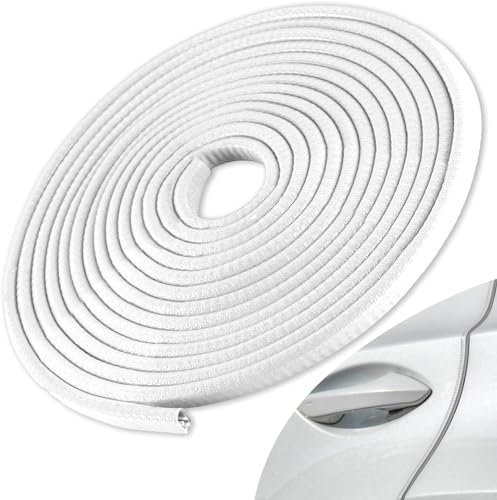 SINGARO 49Ft (15M) Car Door Edge Guard, No Glue Car Door Entry Guard Protective Strip, Rubber Edge Trim Car Door Protector, Applicable to Car, Truck, SUV and ATV, Car Exterior Accessories（White） - color: White, size: 49Ft/15M