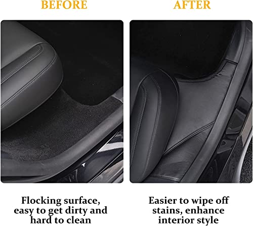 Leather Door Sill Protector for 2021-2025 Tesla Model Y (NOT Fit 7 Seater) Rear Door Entry Guards Scuff Plate Rear Seat Anti Kick Pad Trim Cover