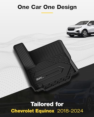 3W 2018-2023 2024 Chevy Equinox Floor Mats/GMC Terrain Floor Mats, TPE All Weather Custom Fit for Chevrolet Equinox/GMC Terrain Denali Accessories 1st and 2nd Row Full Set Car mats - size: Chevy Equinox 2018-2024 Floor Mats