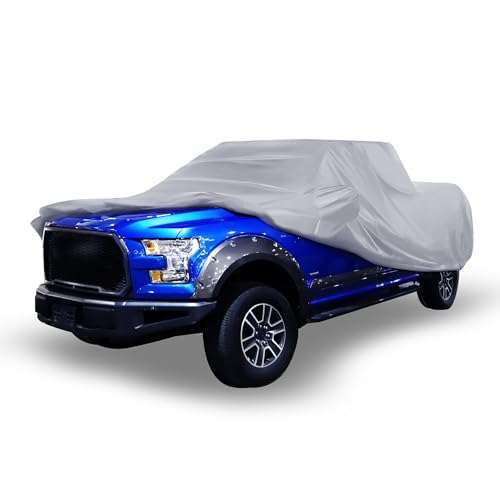 ACROPIX Car Cover Waterproof All Weather Full Exterior Cover Rain Hail Sun Protector Car Cover Gray Fit for Toyota Tacoma Crew Cab 4DR 6.1FT with Door Zipper - Pack of 1 - color: Silver Tone, size: for Toyota Tacoma 4 Door 6.1 Feet Bed