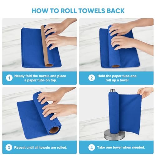 AIDEA Microfiber Cleaning Cloth Roll, 75PK, Reusable Paper Towels Tear Away Cloth, Microfiber Towels Washable Shop Rags, Lint Free Cleaning Rags for House, Kitchen, Window, 11.5"×11.5", Dark Blue - color: Dark Blue