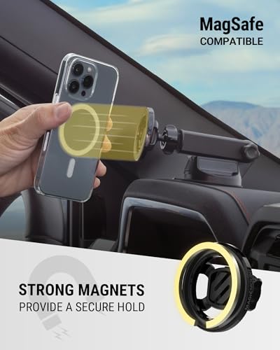 Scosche MagSafe Car Mount, Suction Cup Magnetic Windshield/Dashboard Cell Phone Holder with Vent Clip & Adjustable Flip Arm Compatible with PopSocket, iPhone 17/16/15/14/13/12, Samsung Galaxy, 2-Pack - size: 2 Pack, style: Vent / Window / Dash Extendo Suc