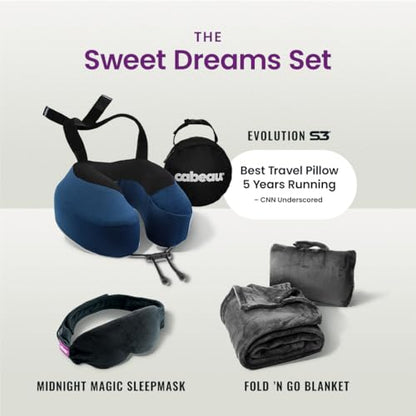 Cabeau Evolution S3 Travel Pillow – Straps to Airplane Seat – Ensures Your Head Won’t Fall Forward – Relax with Plush Memory Foam – Quick-Dry Fabric Keeps You Cool and Dry (Indigo)… - color: Indigo