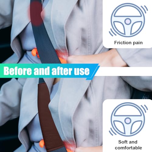 2PCS Long Car Seat Belt Cover Pads, Soft Mesh Seatbelt Shoulder Strap Protector Pad for Comfort Driving, Breathable Car Seat Belt Pad Harness Cushion Protect Your Neck and Shoulder (Coffee) - color: Coffee