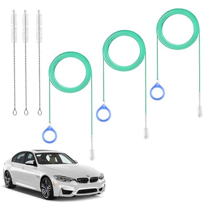 Auto Sunroof Cleaning Tool, 3Pcs 120 Inch Long Flexible Pipe Brush,3 Pcs 7.9 Inch Tube Cleaner Brush Perfect for Car Sunroof, Windshield Wiper Drain Hole