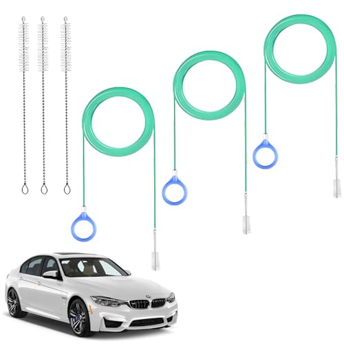 Auto Sunroof Cleaning Tool, 3Pcs 120 Inch Long Flexible Pipe Brush,3 Pcs 7.9 Inch Tube Cleaner Brush Perfect for Car Sunroof, Windshield Wiper Drain Hole