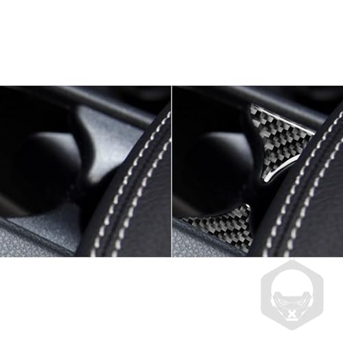 Real Carbon Fiber Center Armrest Water Cup Holder Divider Compartment Trim Panel Cover Interior Trim Sticker Cover Accessories Compatible with Benz CLA C117 2014-2018 GLA X156 2015-2019 Black - A - color: Center Armrest Water Cup Holder Divider Panel - a
