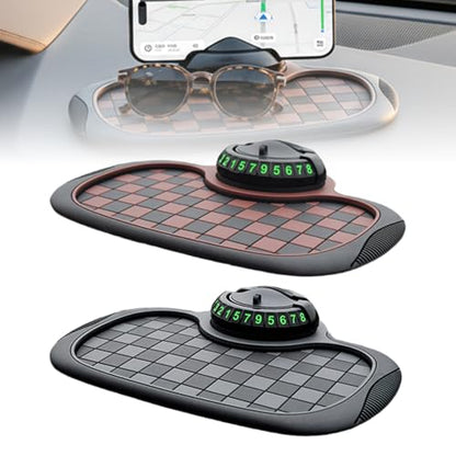 Universal Anti-Slip Car Dashboard Mat, 2026 New 360° Rotatable Phone Holder Dashboard Pad with Temporary Parking Number, Anti Skid Organizer for Phone Sunglasses Keys (Mix-2pcs) - color: Mix-2pcs