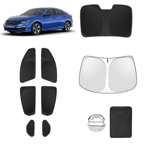 8pcs Car Window Shades for Honda Civic 2016-2021 Accessories,Windshield Side Rear Full Sunshade,Sun Visor UV Blocking, Privacy Protection and Blackout for Camping Outdoor - size: for 2016-2021 Honda Civic