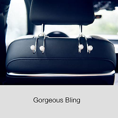 4 Pack Bling Car Hooks - Universal Car Headrest Hooks, Stainless Steel Car Seat Hooks for Women Bags & Purses (Silvery) - color: 4 Silvery