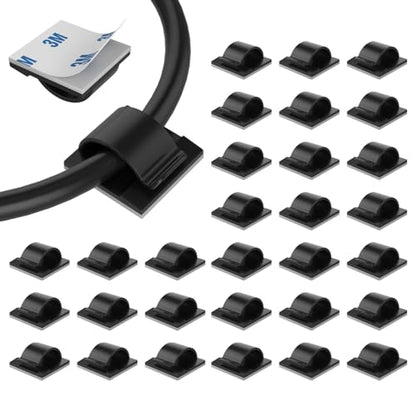 LinkDocs 30 Pieces Adhesive Cable Clips Wire Clips Cable Wire Management Wire Cable Holder Clamps Cable Tie Holder for Car, Office and Home - color: Black