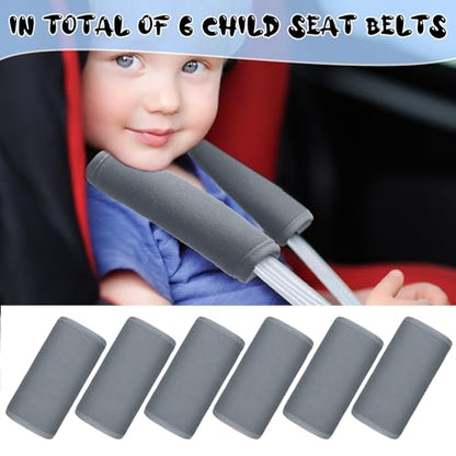 Riakrum 6 Pieces Car Seat Strap Pads Covers for Baby Kids, Carseat Strap Covers Shoulder Pads, Soft Seat Belt Cover for Infant Stroller Safety Belt Cushion for Boy and Girl, 2.4 x 5.7 Inches(Gray) - color: Gray