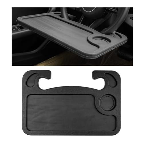 Car Steering Wheel Desk, Multifunctional Auto Seat Stand Trays for Eating and Working, Double Sided Design Steering Wheel Table Desk for Laptop, Food, Car Accessories (Black) - color: Black