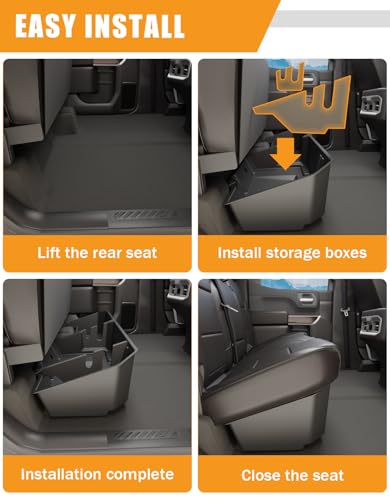 KINGGERI Under Seat Storage Boxes Compatible with 2019-2026 Chevy Chevrolet Silverado 1500/GMC Sierra 1500, 2020-2026 Silverado/Sierra 2500HD/3500HD | Double & Crew Cab Rear Underseat Organizer Box - size: 2019-2026 Chevy Silverado/GMC Sierra 1500
