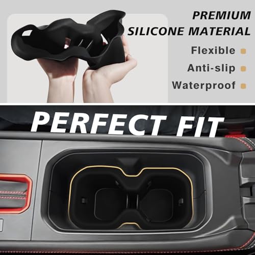 Muslogy Center Console Organizer & Cup Holder Insert 2PCS Set Compatible with 2025 2026 Nissan Kicks Accessories Armrest Box Divider Storage Tray and Drink Stopper Non-Slip (Console Tray & CupHolder) - size: Console Tray & CupHolder