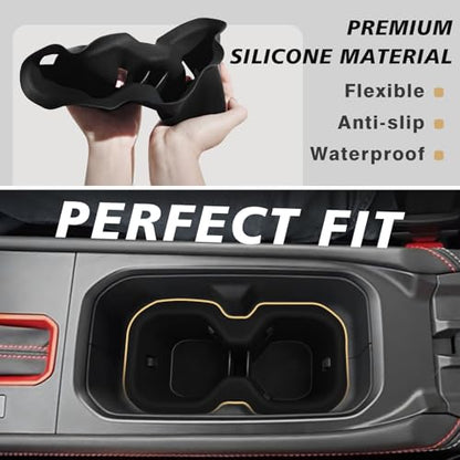 Muslogy Center Console Organizer & Cup Holder Insert 2PCS Set Compatible with 2025 2026 Nissan Kicks Accessories Armrest Box Divider Storage Tray and Drink Stopper Non-Slip (Console Tray & CupHolder) - size: Console Tray & CupHolder
